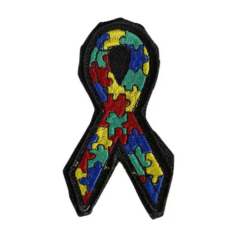 Patch Bordado Laço Conscientização Autismo 8,5cm x 5,0cm