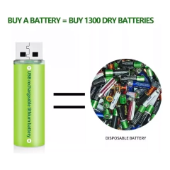 Imagen de Pilas Recargables AA Usb 1500MHA Con Estuche X 2 Unidades