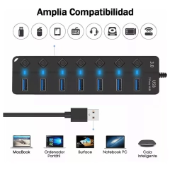 Hub de 7 Puertos Usb 3.0 - Mandarina Store