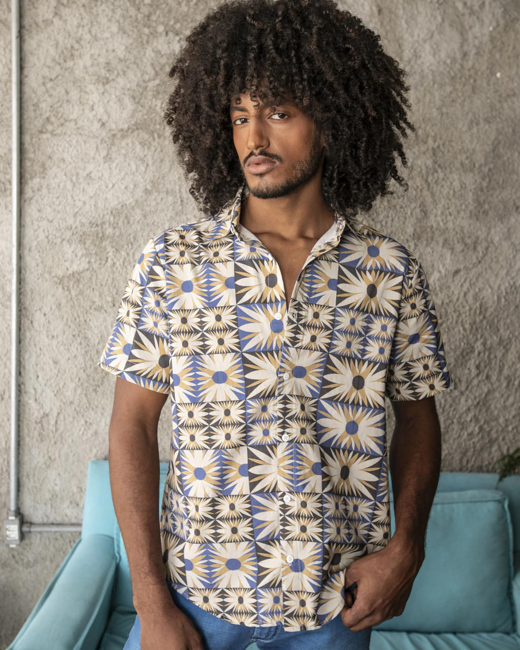 Camisa Masc Ladrilhos -