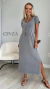 Vestido Midi V Cinza