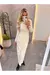 Vestido Midi Drapeado Aveludado Off White - loja online