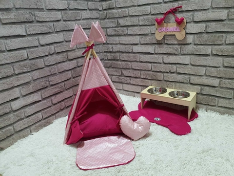 Cabana e Kit Comedouros Delicate Rose