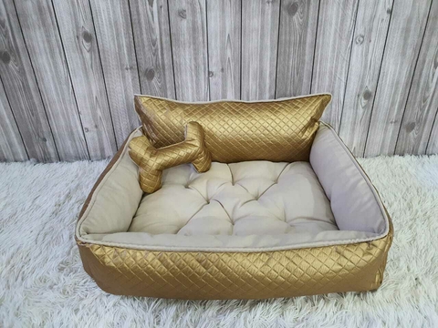 Cama Sofá Dourado Bege