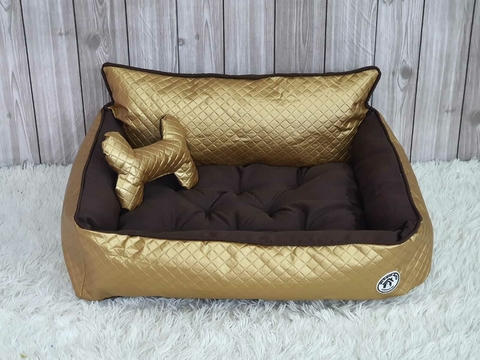 Cama Sofá Dourado Marrom