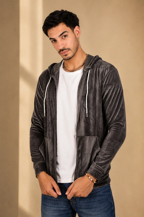 Campera Con Capucha Plush Hombre
