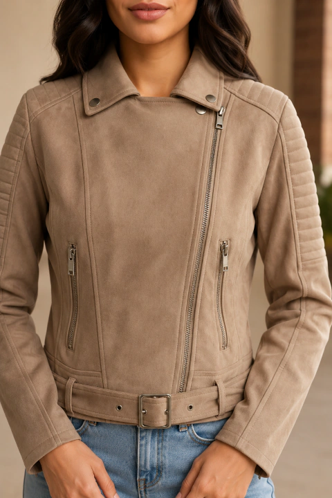 Campera Jacket Ecocuero Mujer Piel Interior 2 Bolsillo Gutys
