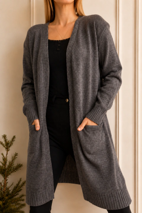 Pack X2 Saquito Saco Largo Cardigan Hilo Fino Tejido Mujer