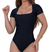 Body Feminino Decote Quadrado Manga Curta em Poliamida - comprar online