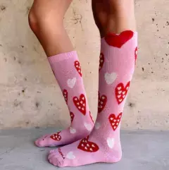Meia Coração Rosa