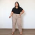 Calça Tencel Beje Plus Size - comprar online