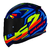 Capacete LS2 Brilhoso Azul e Amarelo Rapid FF353 Tangiline Viseira Cristal