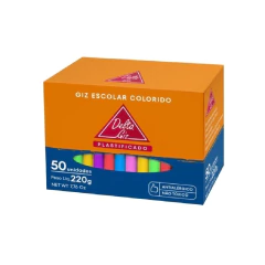 GIZ ESCOLAR PLASTIFICADO COLOR CAIXA COM 50 UNIDADES - DELTA (ARE) - 003249