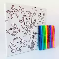 TELA PINTA E APAGA SEREIA 25X25CM - BATE BUMBO - 000808 na internet