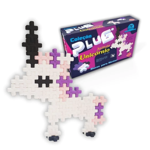 BLOCOS PLUG ANIMAIS UNICORNIO COM 70 PECAS - CARIMBRAS - 002213