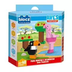 BLOCOS DE MONTAR BLOCK AVES TROPICAIS COM 10 ADESIVOS E 40 PECAS - BLOCZ (AC) - 001212 na internet