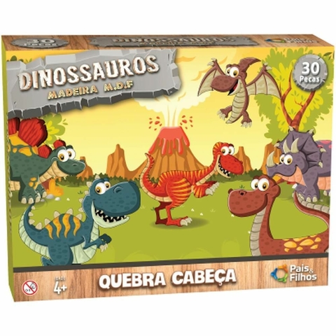 QUEBRA-CABECA DINOSSAUROS 30 PECAS MADEIRA - PAIS E FILHOS - 008393