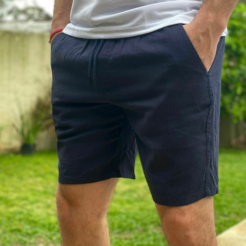 BERMUDA LINO AZUL MARINO