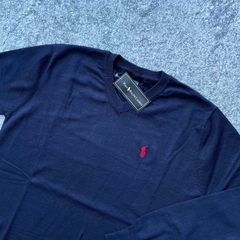 SWEATER ESCOTE EN V POLO AZUL MARINO - MAVA