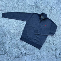 SWEATER POLO MEDIO CIERRE NEGRO JASPEADO