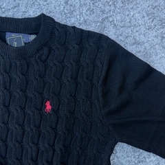 SWEATER POLO TRENZADO NEGRO en internet