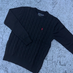 SWEATER POLO TRENZADO NEGRO - MAVA