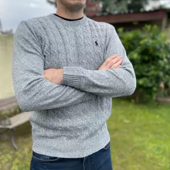 SWEATER POLO TRENZADO GRIS - comprar online