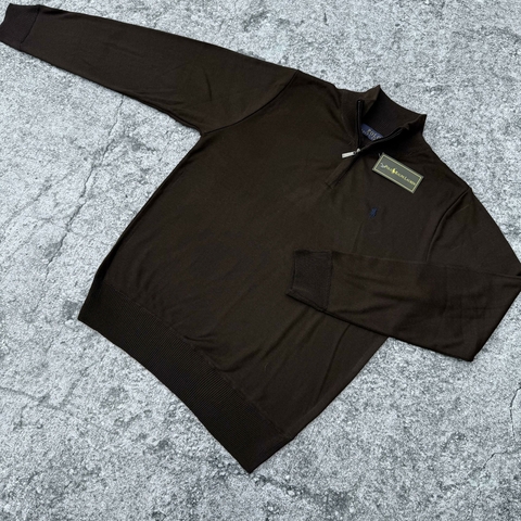 SWEATER CLASICO POLO MEDIO CIERRE CHOCOLATE - comprar online