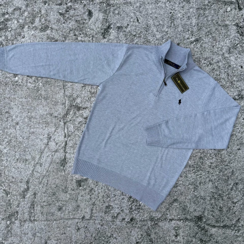 SWEATER CLASICO POLO MEDIO CIERRE GRIS - comprar online