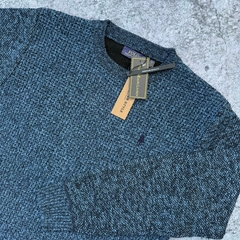 SWEATER POLO WAFFLE 4713 AZUL JASPEADO - comprar online