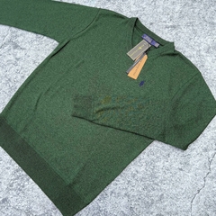 SWEATER POLO ESCOTE V JASPEADO VERDE en internet