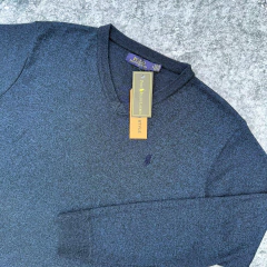 SWEATER POLO ESCOTE V JASPEADO AZUL - comprar online