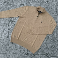 SWEATER CLASICO POLO MEDIO CIERRE BEIGE - MAVA