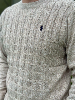 SWEATER POLO TRENZADO BEIGE en internet