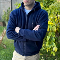 CAMPERA TH CON PIEL AZUL MARINO