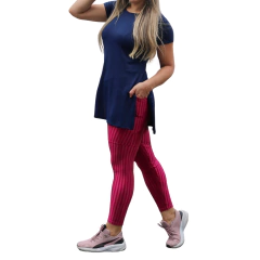 Legging 3D Poliamida PLUS cor Fúcsia | Moda fitness modesta