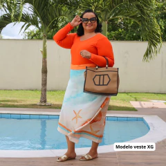 Saia Pareô Plus Longa - Rosa com Laranja - loja online