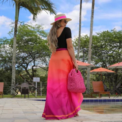 Saia Pareô Plus Longa - Rosa com Laranja na internet