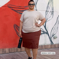 Blusa Baby Look Dry Fit Poliamida Bege | Moda Fitness Modesta - comprar online