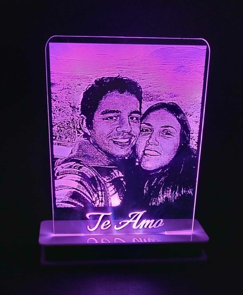 Luminária com Foto Acrílico com Led à Pilha 12v