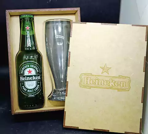 Kit 1 Taça de cerveja ou copo + 1 Caixa em MDF Personalizada