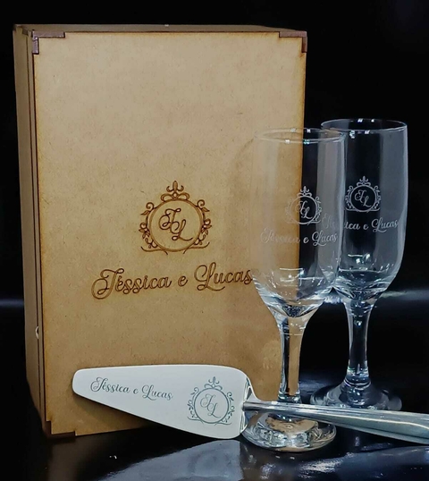 Kit Taça + Espátula + Caixa Personalizada a Laser
