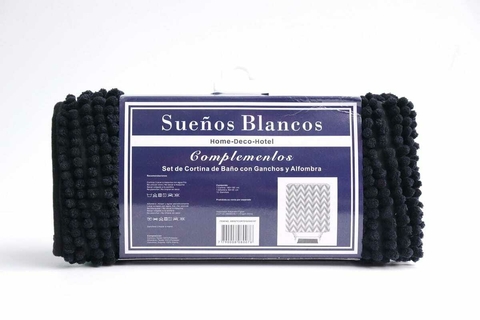 Set de Cortina de Baño + Ganchos + Alfombra