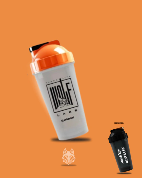 Coqueteleira 700ml Exclusiva WolfLabs - ( Transparente com tampa Laranja) - comprar online