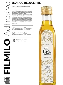 Filmilo Adhesivo | Blanco Reluciente | A4 20hjs | Art Jet