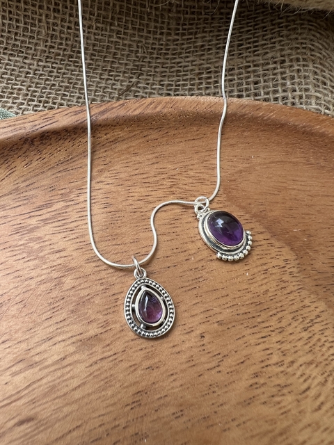 Pingente Ametista Gota Pequeno