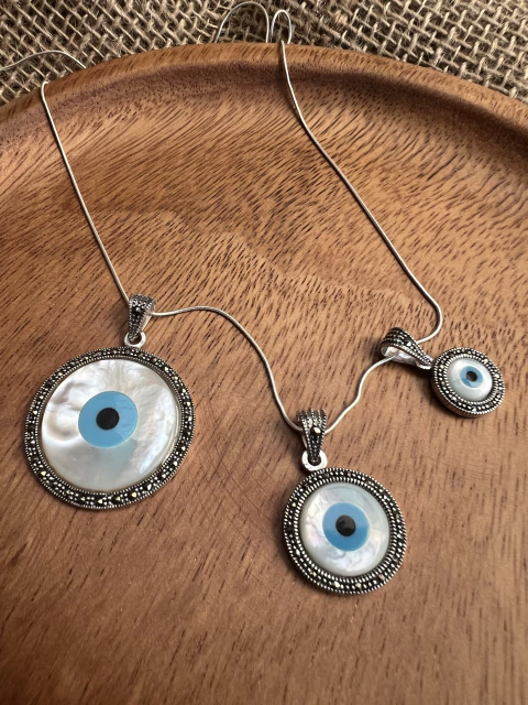 Pingente Olho Grego com Marcassitas - comprar online