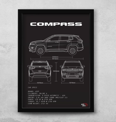 Quadro/Poster Jeep Compass S 2020 | Preto & Branco - comprar online