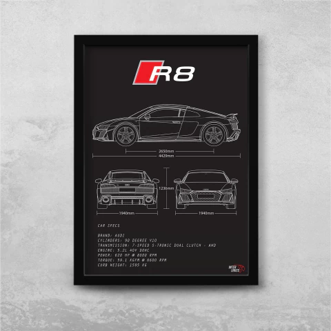 Quadro/Poster Audi R8 Performance Coupe 2021 | Preto & Branco