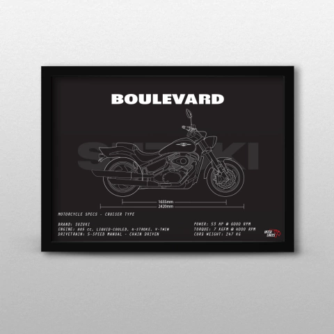 Quadro/Poster Suzuki Boulevard M800 2008 | Preto & Branco - comprar online